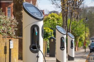 Electric car charging station in condominium complex